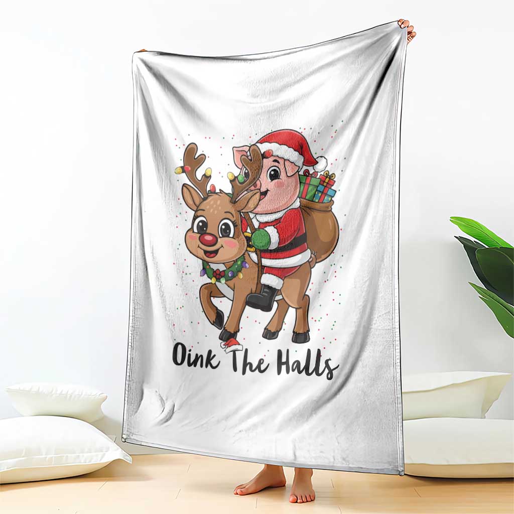 Oink The Halls Throw Blanket Pig Christmas Farm Life Gift - Wonder Print Shop