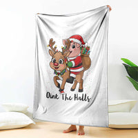 Oink The Halls Throw Blanket Pig Christmas Farm Life Gift - Wonder Print Shop