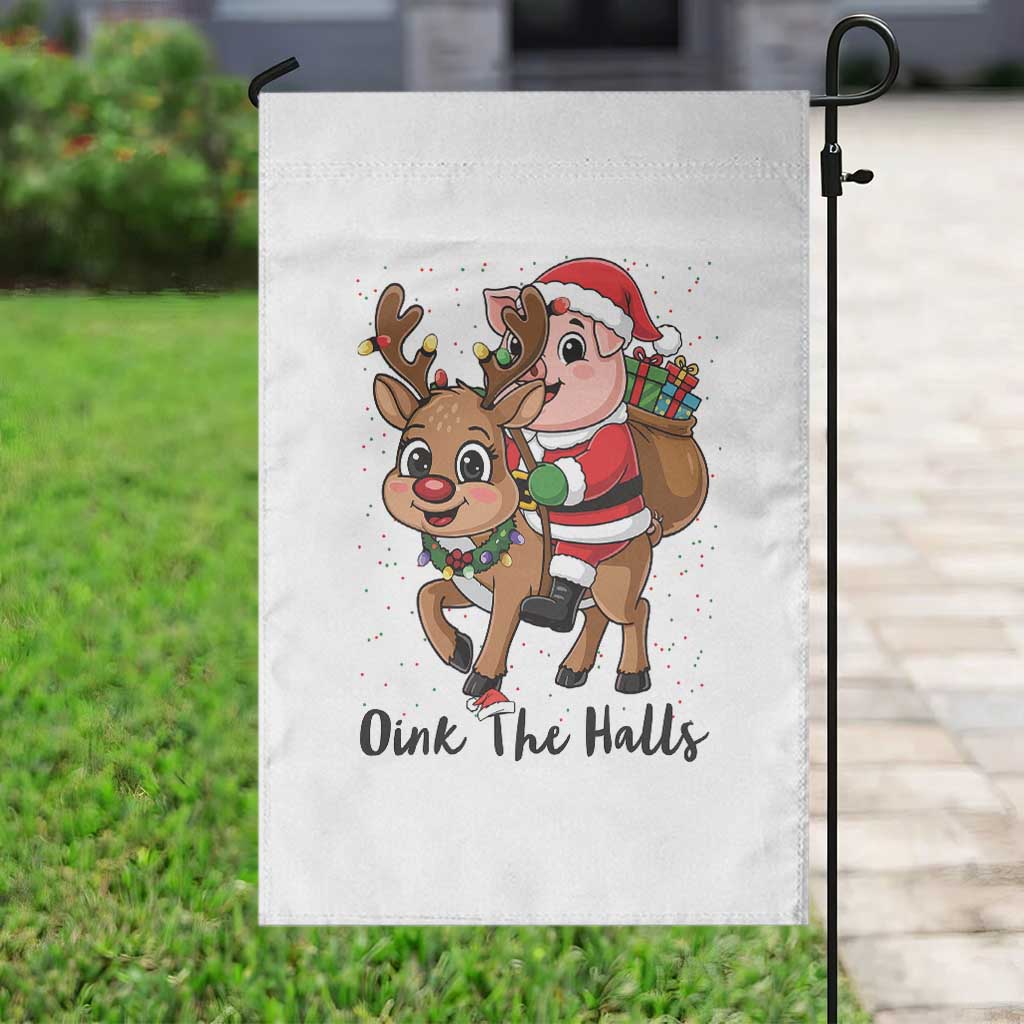 Oink The Halls Garden Flag Pig Christmas Farm Life Gift - Wonder Print Shop