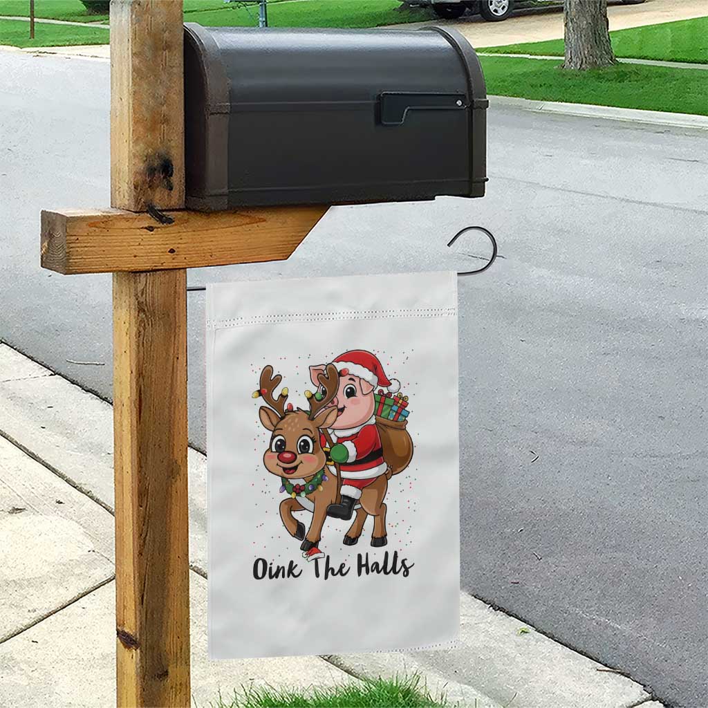 Oink The Halls Garden Flag Pig Christmas Farm Life Gift - Wonder Print Shop