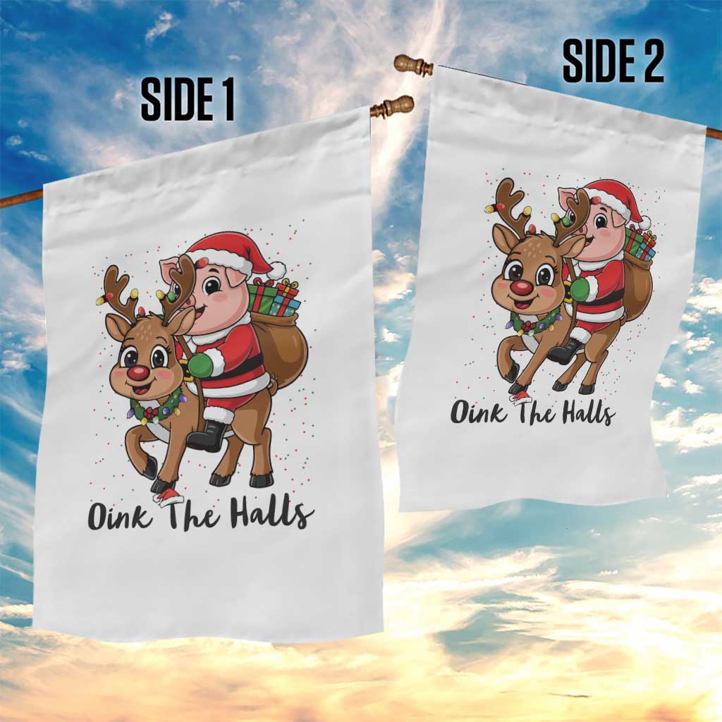 Oink The Halls Garden Flag Pig Christmas Farm Life Gift - Wonder Print Shop