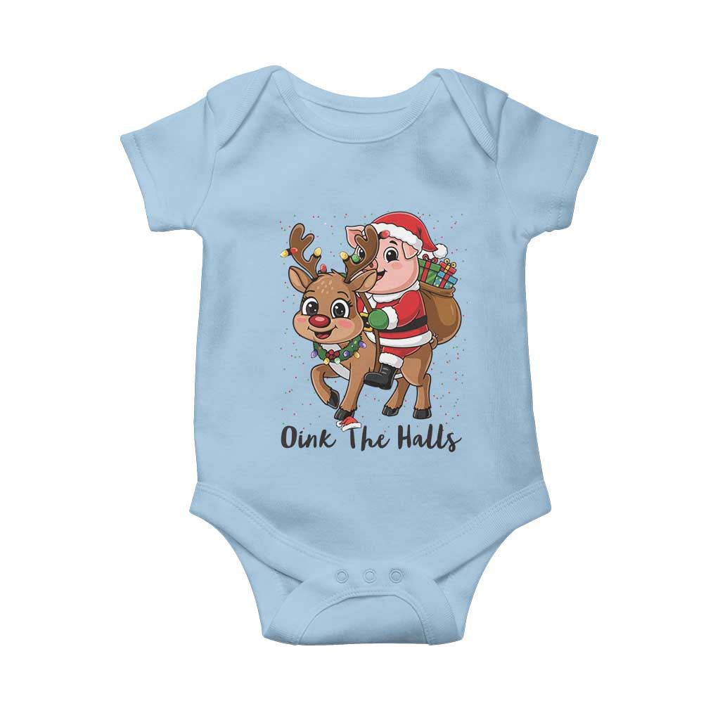 Oink The Halls Baby Onesie Pig Christmas Farm Life Gift - Wonder Print Shop