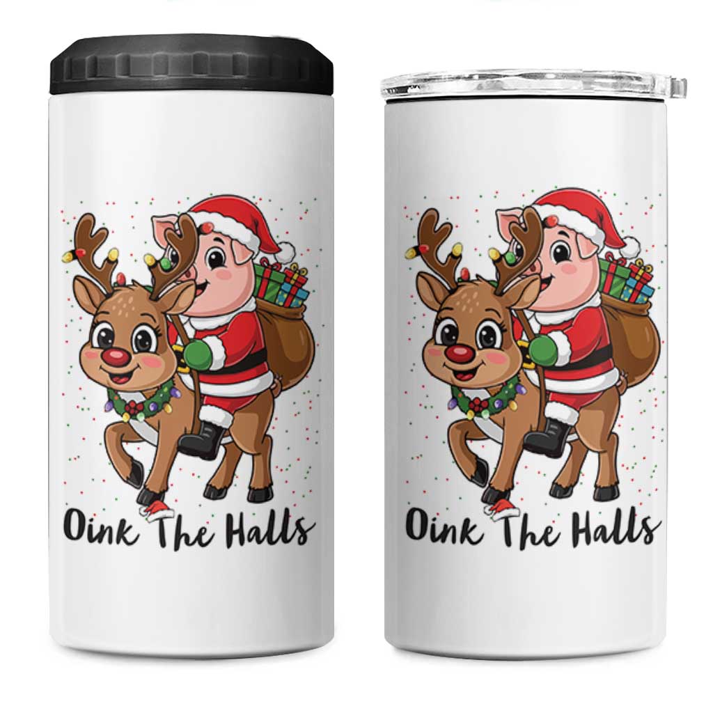 Oink The Halls 4 in 1 Can Cooler Tumbler Pig Christmas Farm Life Gift - Wonder Print Shop