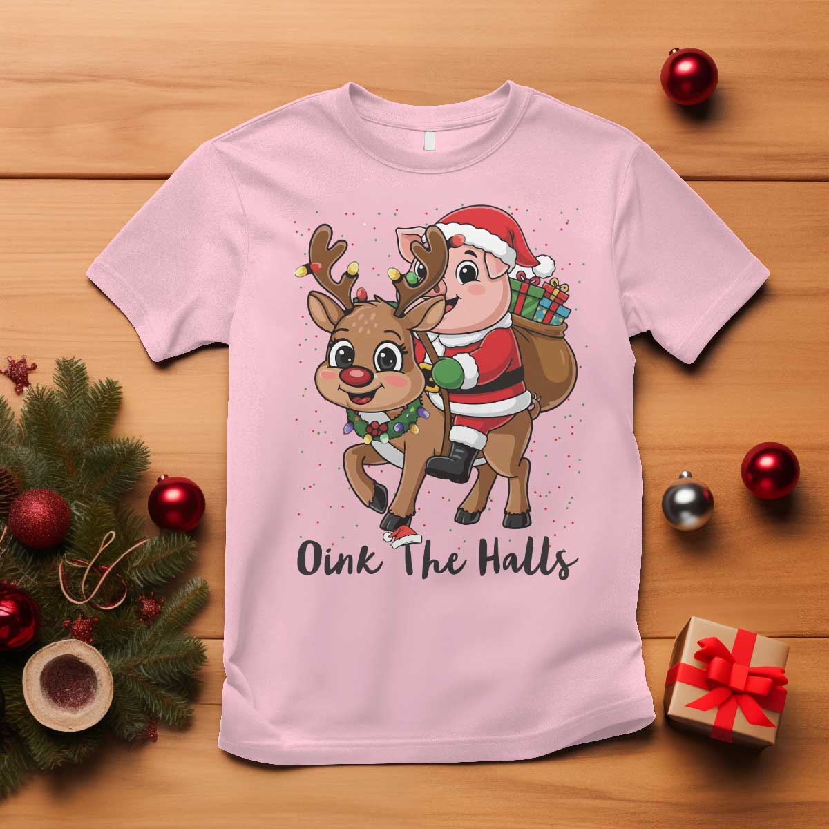 Oink The Halls T Shirt Pig Christmas Farm Life Gift - Wonder Print Shop