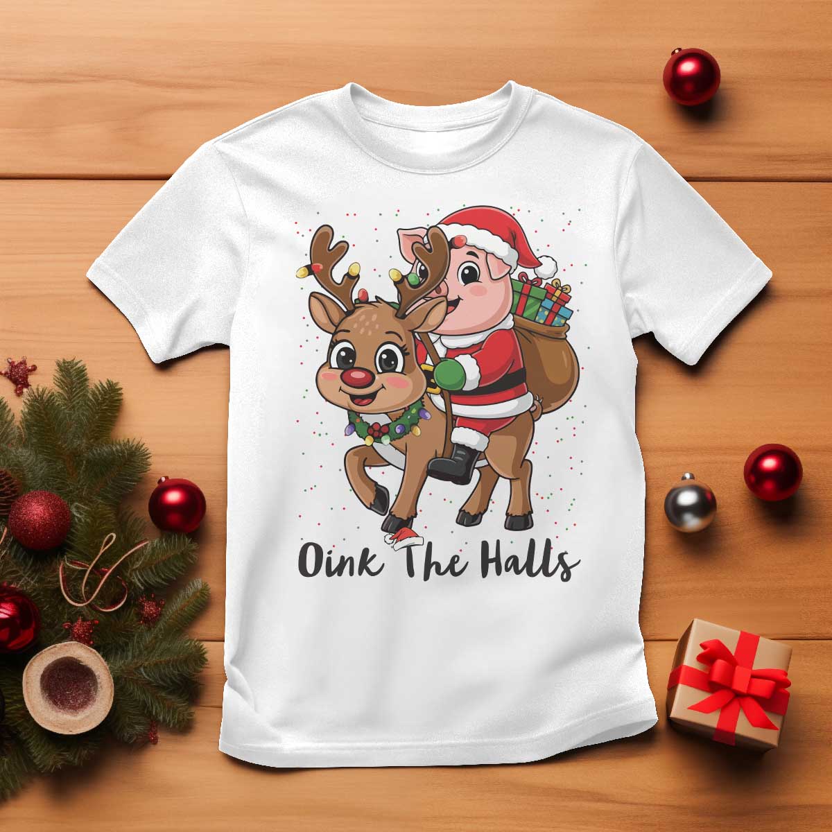 Oink The Halls T Shirt Pig Christmas Farm Life Gift - Wonder Print Shop
