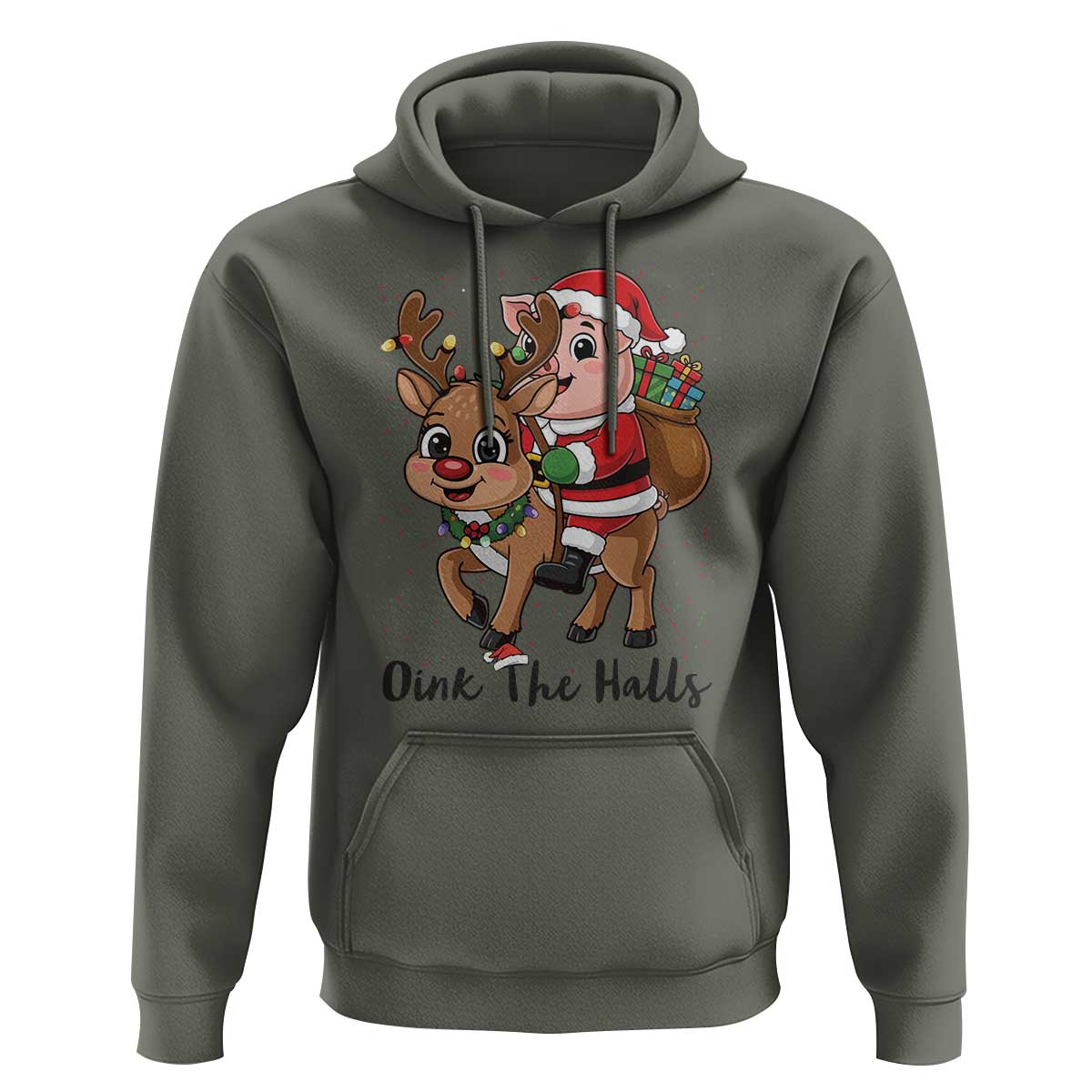 Oink The Halls Hoodie Pig Christmas Farm Life Gift - Wonder Print Shop