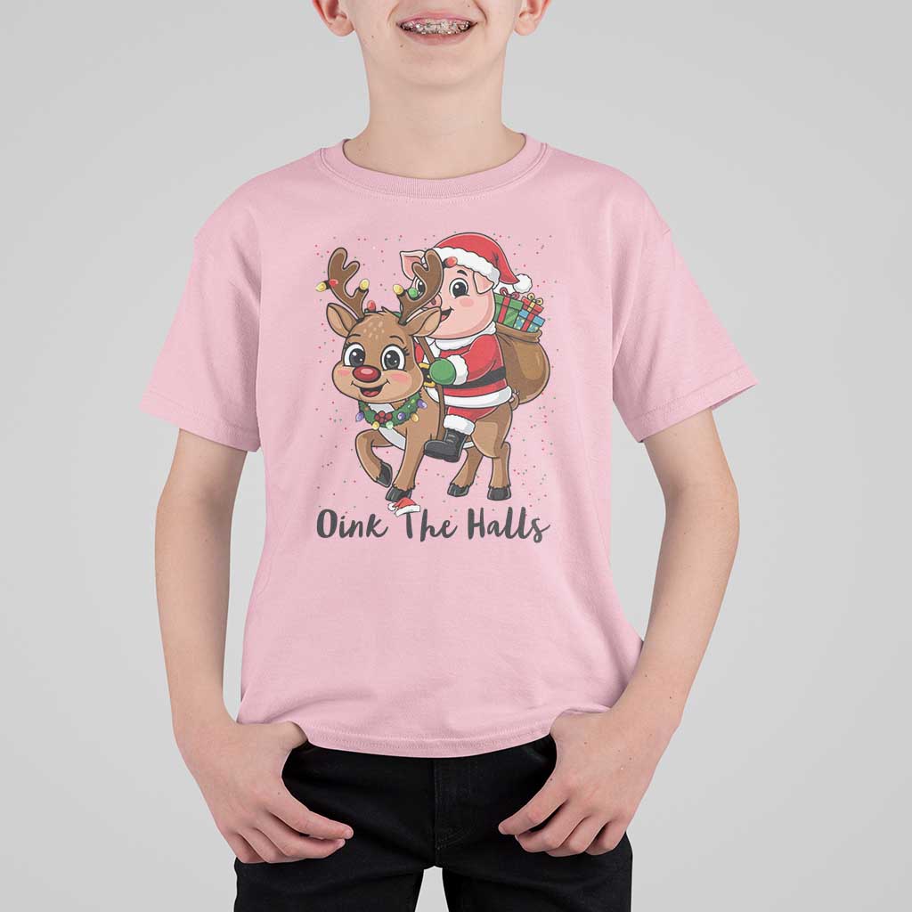 Oink The Halls T Shirt For Kid Pig Christmas Farm Life Gift - Wonder Print Shop