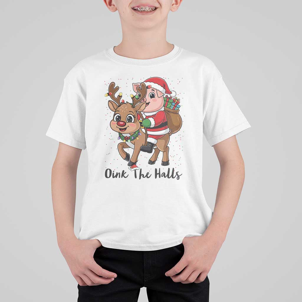 Oink The Halls T Shirt For Kid Pig Christmas Farm Life Gift - Wonder Print Shop