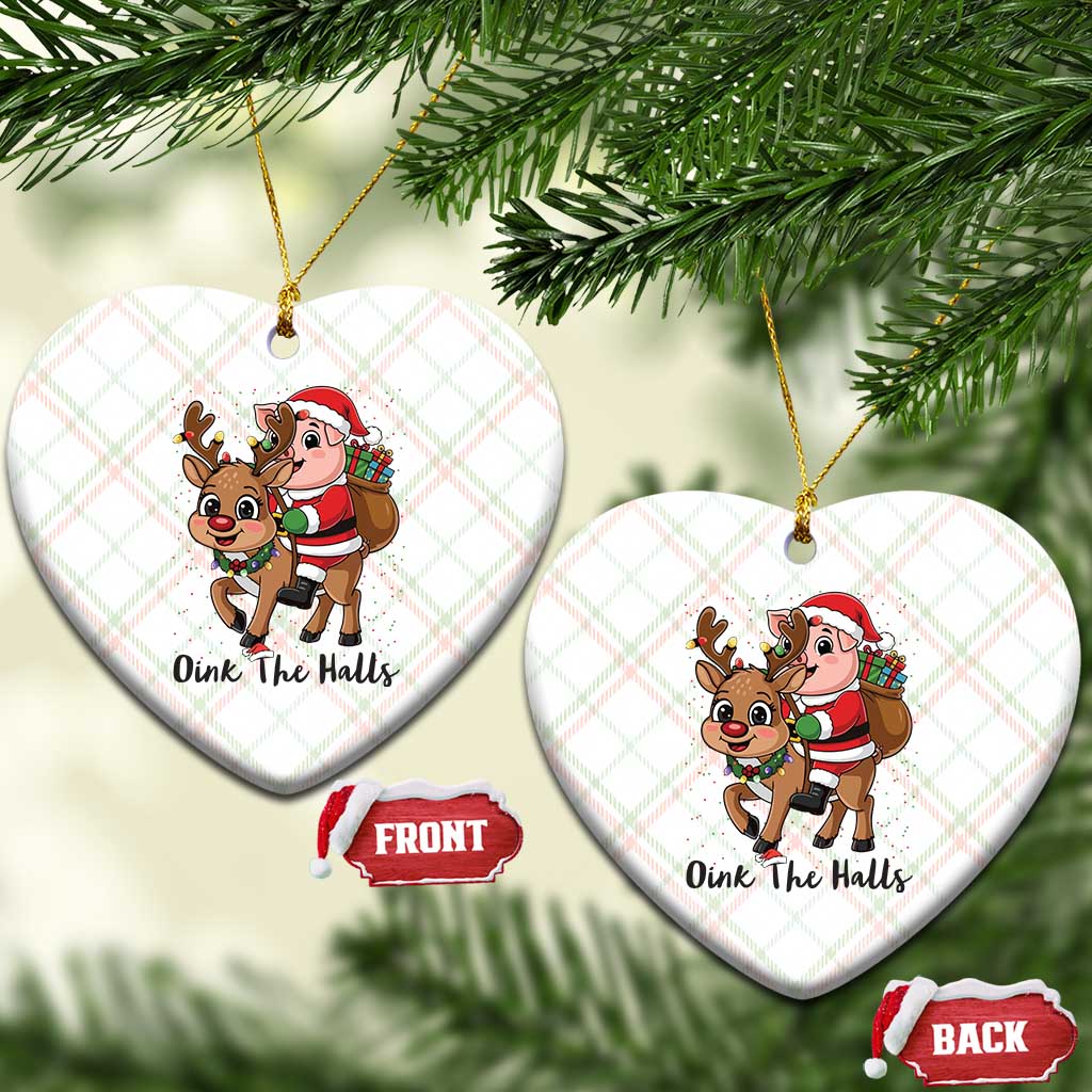 Oink The Halls Ceramic Ornament Pig Christmas Farm Life Gift - Wonder Print Shop