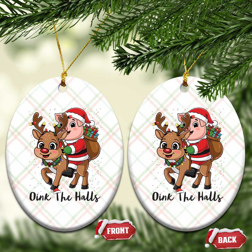 Oink The Halls Ceramic Ornament Pig Christmas Farm Life Gift - Wonder Print Shop