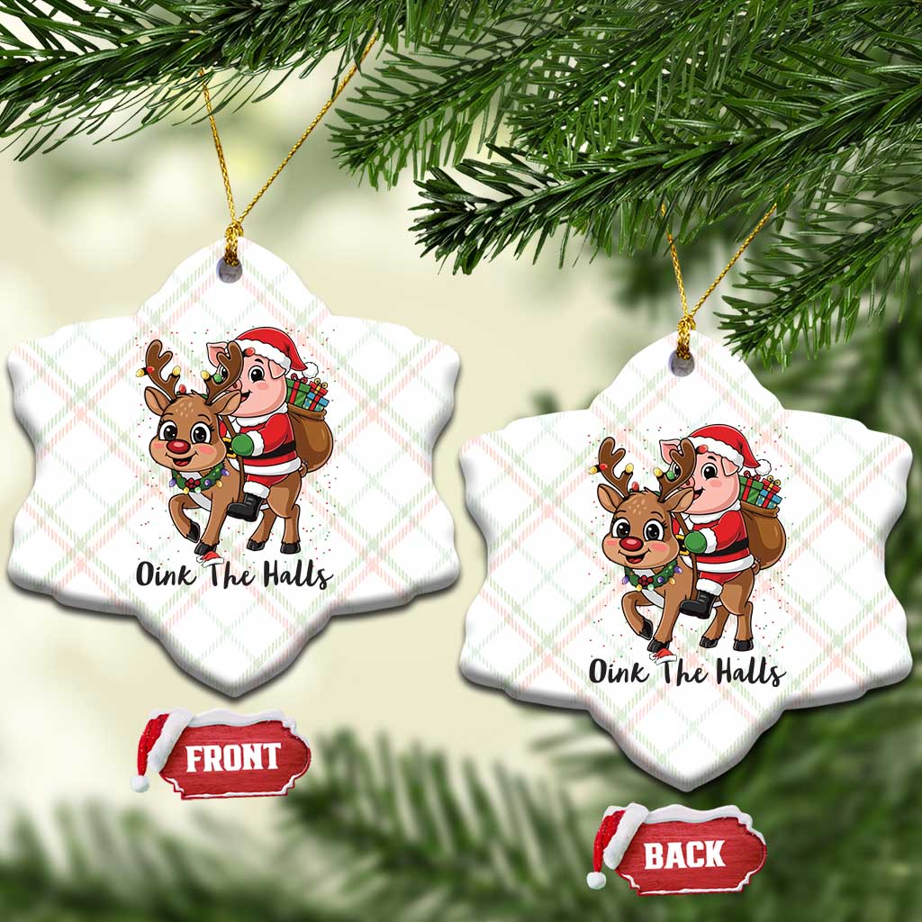 Oink The Halls Ceramic Ornament Pig Christmas Farm Life Gift - Wonder Print Shop
