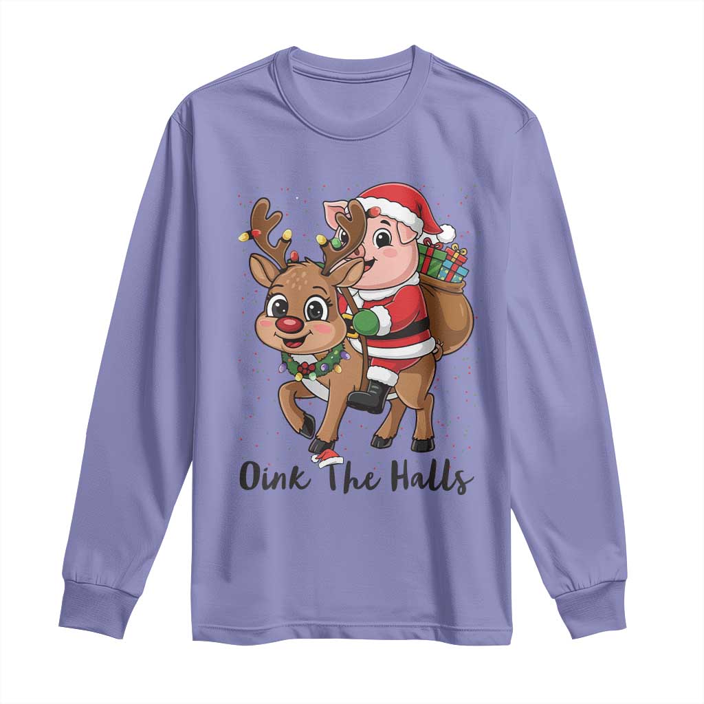 Oink The Halls Long Sleeve Shirt Pig Christmas Farm Life Gift - Wonder Print Shop