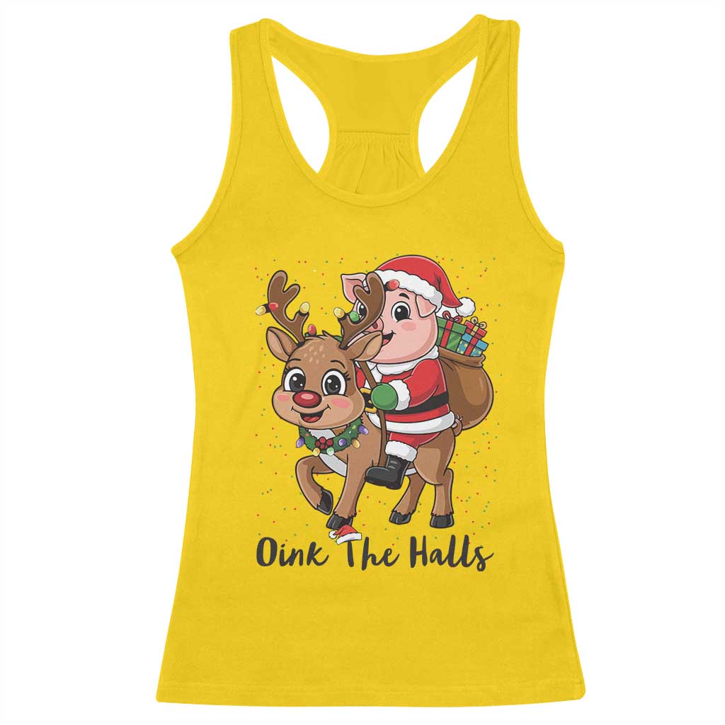 Oink The Halls Racerback Tank Top Pig Christmas Farm Life Gift - Wonder Print Shop