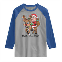 Oink The Halls Raglan Shirt Pig Christmas Farm Life Gift - Wonder Print Shop