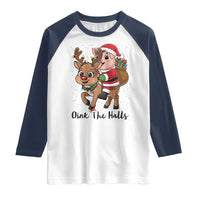Oink The Halls Raglan Shirt Pig Christmas Farm Life Gift - Wonder Print Shop