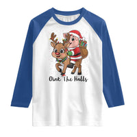 Oink The Halls Raglan Shirt Pig Christmas Farm Life Gift - Wonder Print Shop