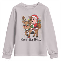 Oink The Halls Youth Sweatshirt Pig Christmas Farm Life Gift - Wonder Print Shop