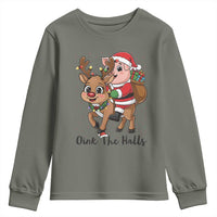 Oink The Halls Youth Sweatshirt Pig Christmas Farm Life Gift - Wonder Print Shop