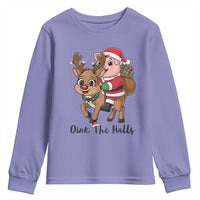 Oink The Halls Youth Sweatshirt Pig Christmas Farm Life Gift - Wonder Print Shop