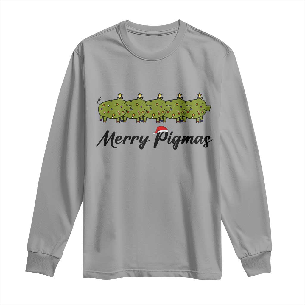 Merry Pigmas Long Sleeve Shirt Holiday Gift For Pig Lovers - Wonder Print Shop