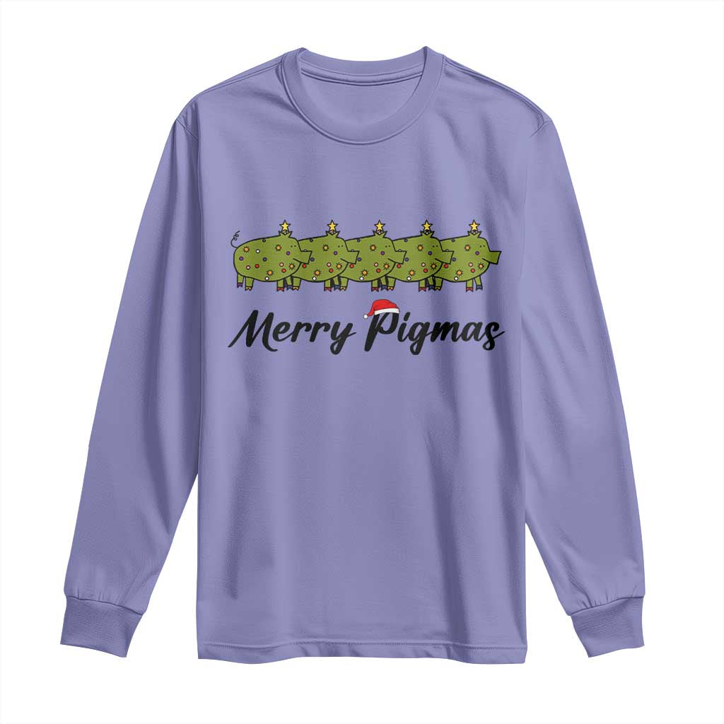Merry Pigmas Long Sleeve Shirt Holiday Gift For Pig Lovers - Wonder Print Shop