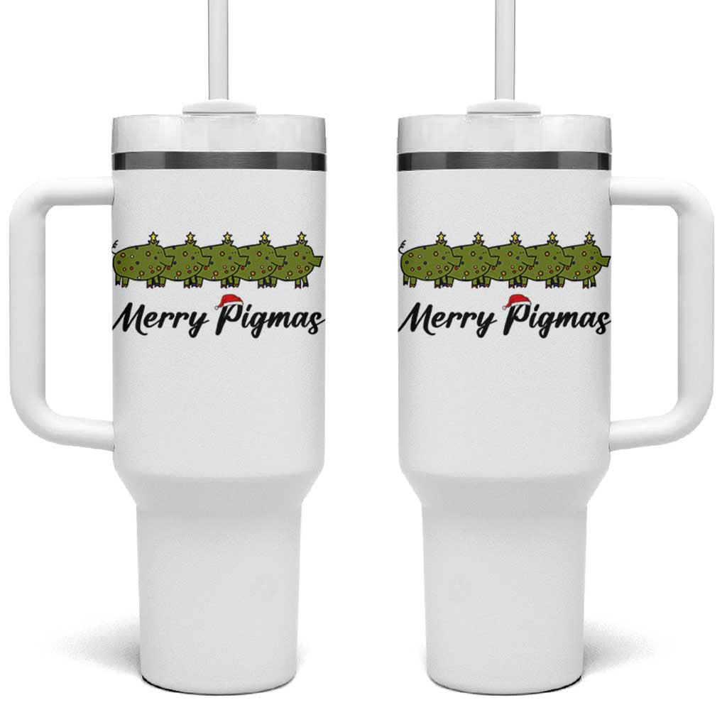Merry Pigmas Tumbler With Handle Holiday Gift For Pig Lovers - Wonder Print Shop