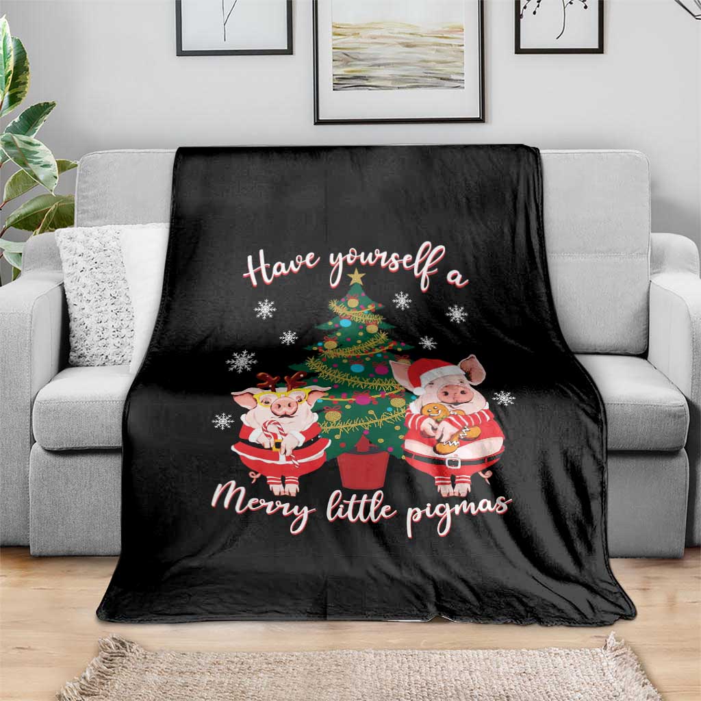 Have Yourself A Merry Little Pigmas Throw Blanket Christmas Pig Lover Farm Life - Wonder Print Shop