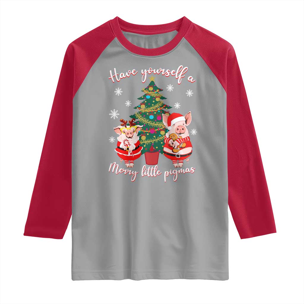 Have Yourself A Merry Little Pigmas Raglan Shirt Christmas Pig Lover Farm Life - Wonder Print Shop