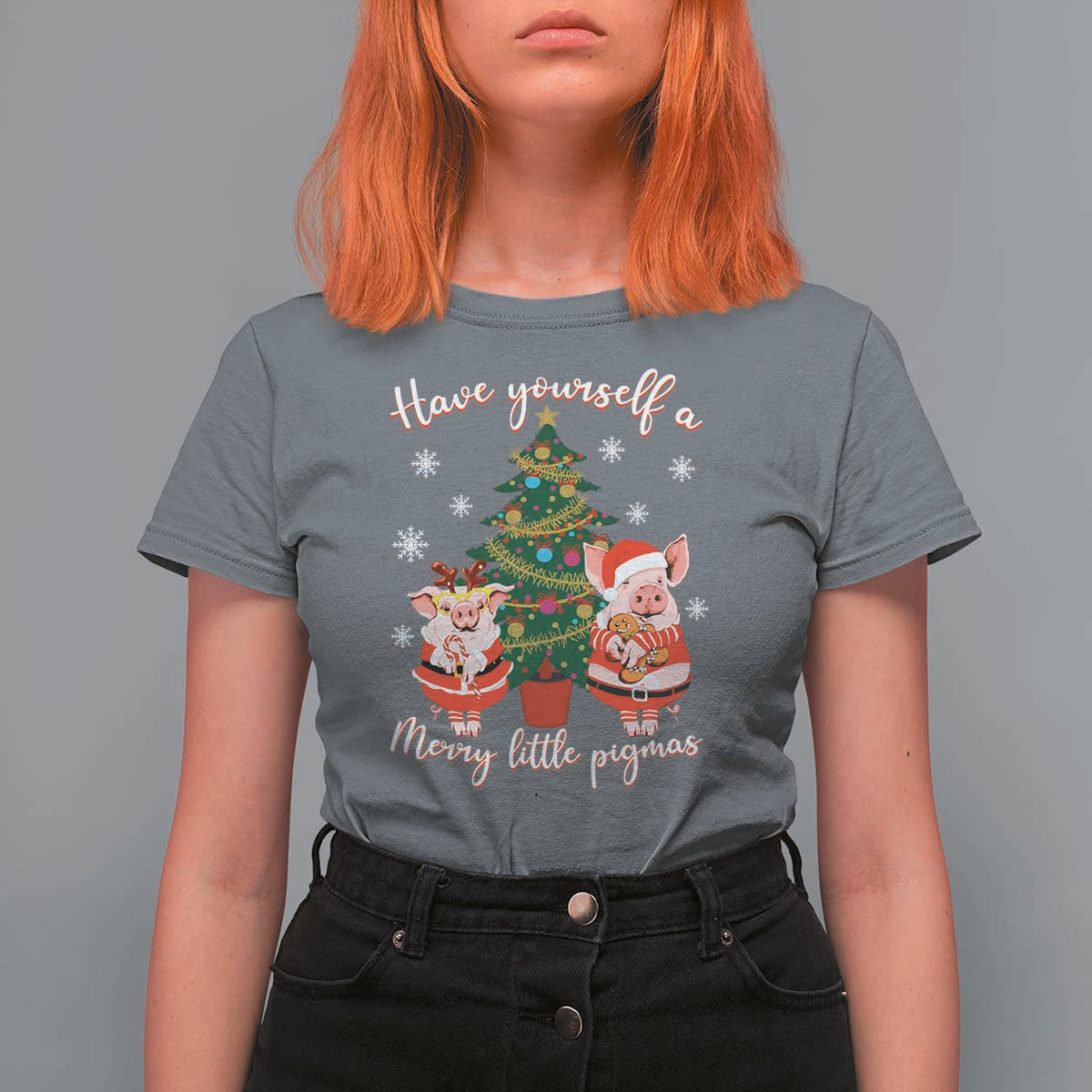 Have Yourself A Merry Little Pigmas T Shirt For Women Christmas Pig Lover Farm Life - Wonder Print Shop