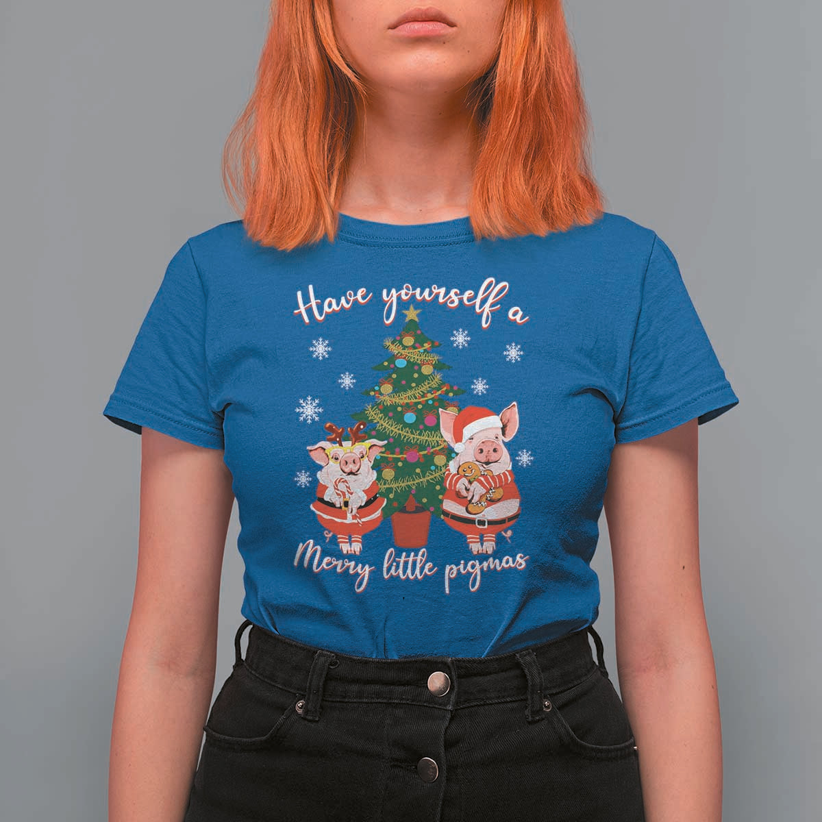 Have Yourself A Merry Little Pigmas T Shirt For Women Christmas Pig Lover Farm Life - Wonder Print Shop