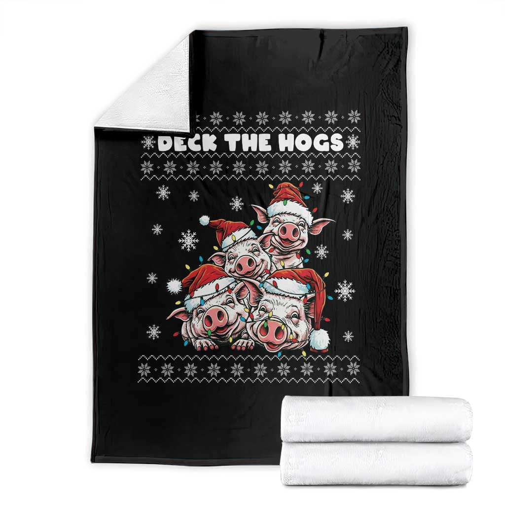 Deck The Hogs Ugly Christmas Sweater Throw Blanket Pig Lover Gift - Wonder Print Shop