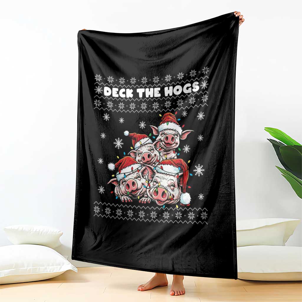 Deck The Hogs Ugly Christmas Sweater Throw Blanket Pig Lover Gift - Wonder Print Shop