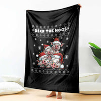 Deck The Hogs Ugly Christmas Sweater Throw Blanket Pig Lover Gift - Wonder Print Shop