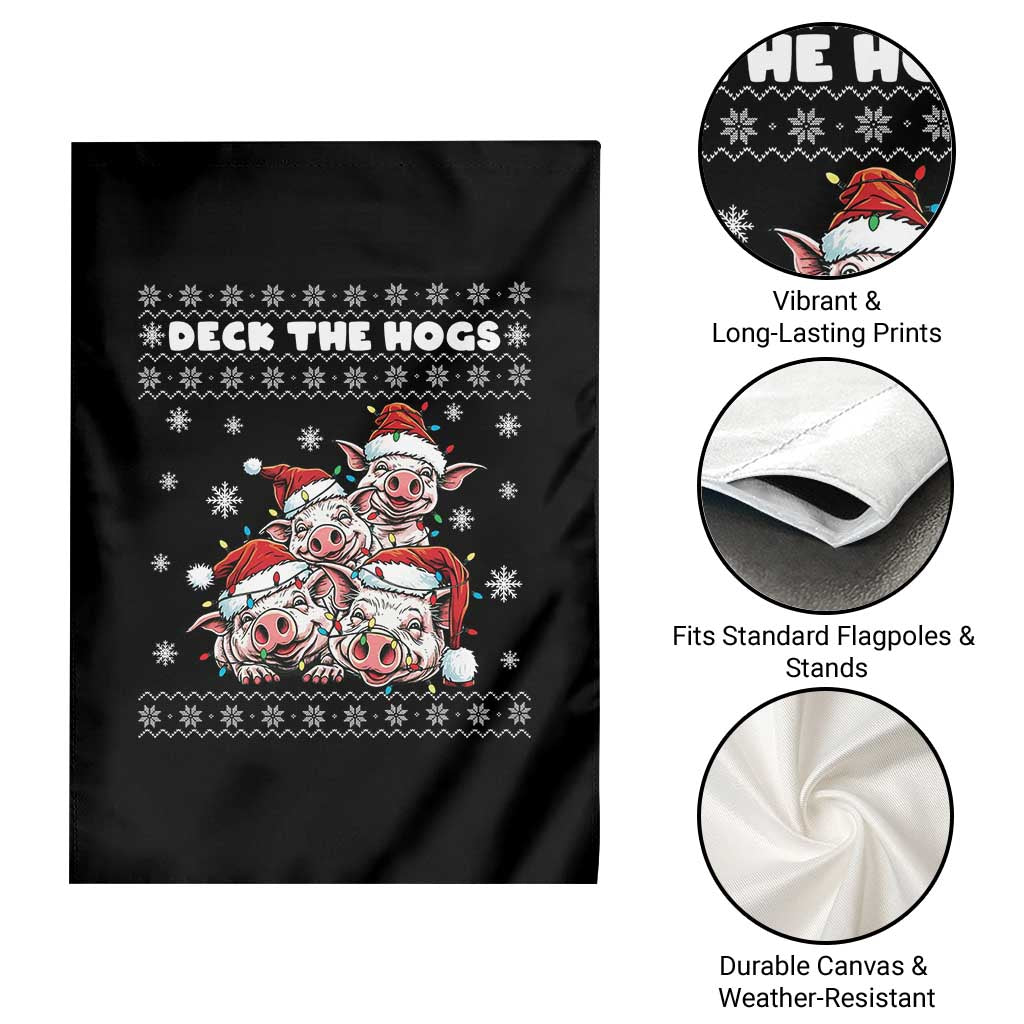 Deck The Hogs Ugly Christmas Sweater Garden Flag Pig Lover Gift - Wonder Print Shop