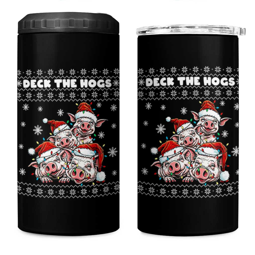 Deck The Hogs Ugly Christmas Sweater 4 in 1 Can Cooler Tumbler Pig Lover Gift - Wonder Print Shop