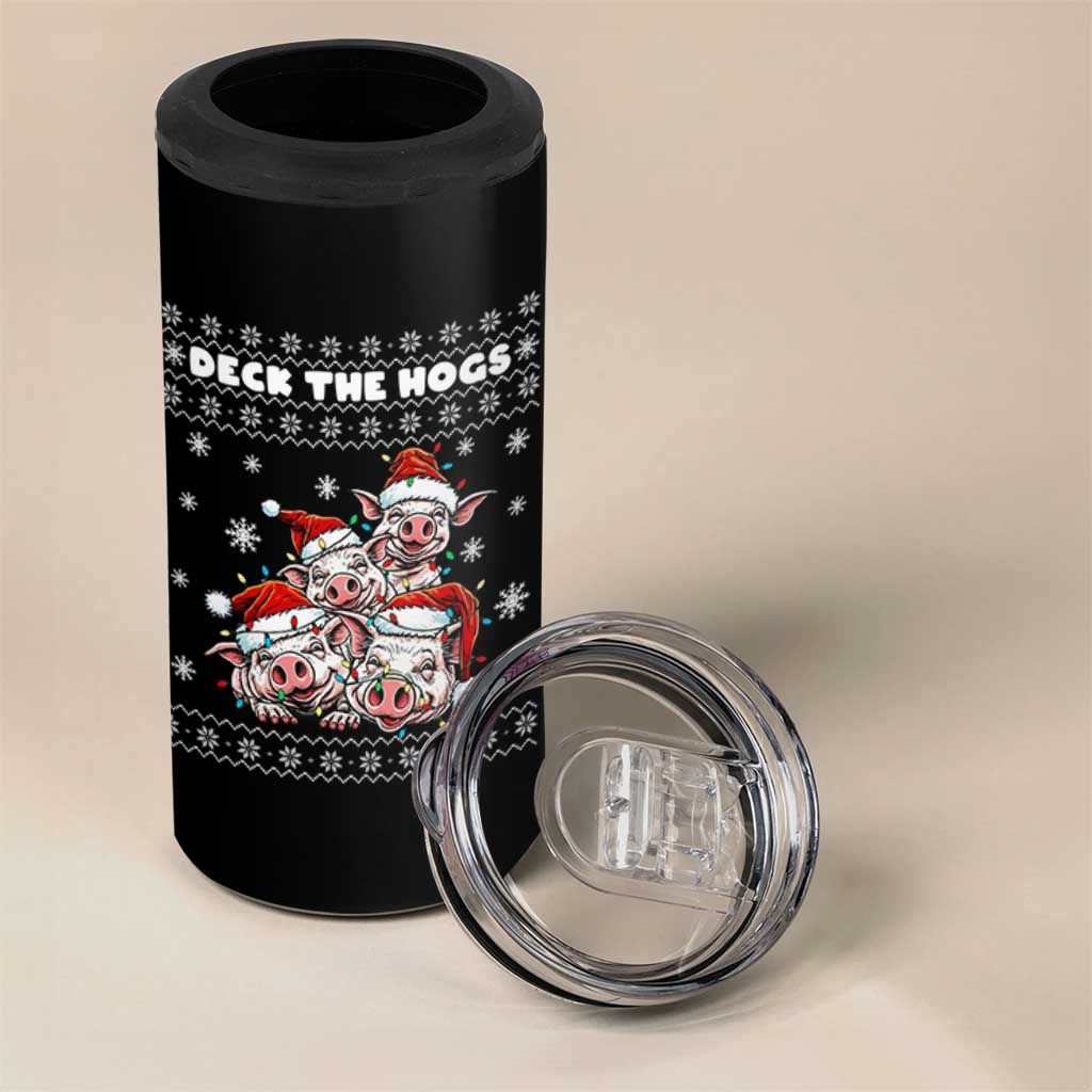Deck The Hogs Ugly Christmas Sweater 4 in 1 Can Cooler Tumbler Pig Lover Gift - Wonder Print Shop