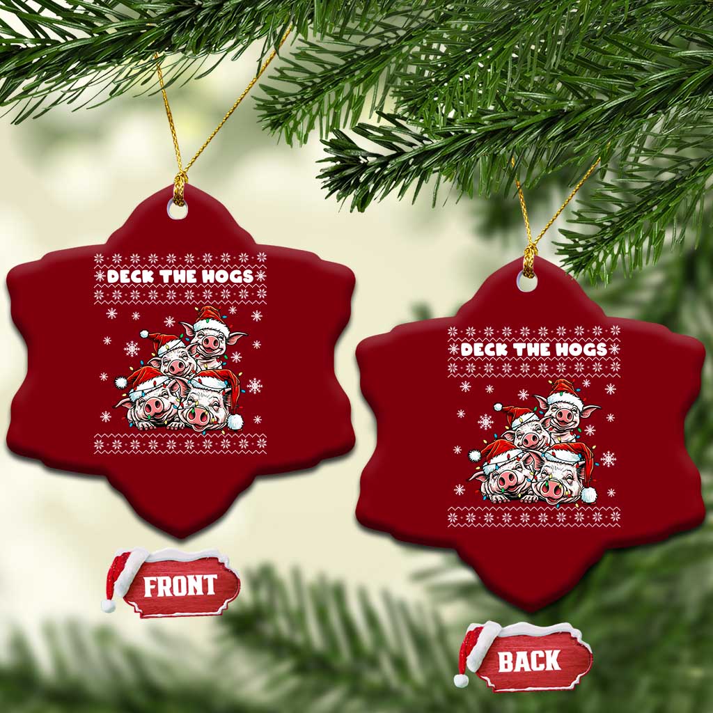 Deck The Hogs Ugly Christmas Sweater Ceramic Ornament Pig Lover Gift - Wonder Print Shop