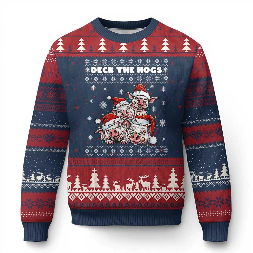 Deck The Hogs Ugly Xmas Sweater Ugly Christmas Sweater Pig Lover Gift - Wonder Print Shop