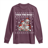 Deck The Hogs Ugly Christmas Sweater Long Sleeve Shirt Pig Lover Gift - Wonder Print Shop