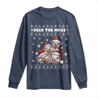 Deck The Hogs Ugly Christmas Sweater Long Sleeve Shirt Pig Lover Gift - Wonder Print Shop