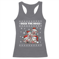 Deck The Hogs Ugly Christmas Sweater Racerback Tank Top Pig Lover Gift - Wonder Print Shop