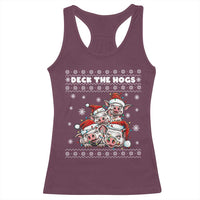 Deck The Hogs Ugly Christmas Sweater Racerback Tank Top Pig Lover Gift - Wonder Print Shop