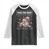 Deck The Hogs Ugly Christmas Sweater Raglan Shirt Pig Lover Gift - Wonder Print Shop