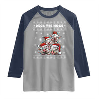 Deck The Hogs Ugly Christmas Sweater Raglan Shirt Pig Lover Gift - Wonder Print Shop