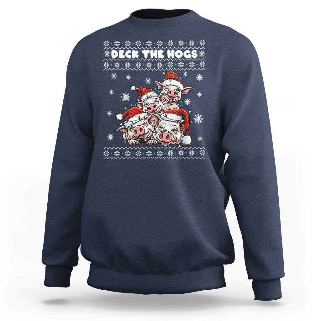 Deck The Hogs Ugly Christmas Sweater Sweatshirt Pig Lover Gift - Wonder Print Shop