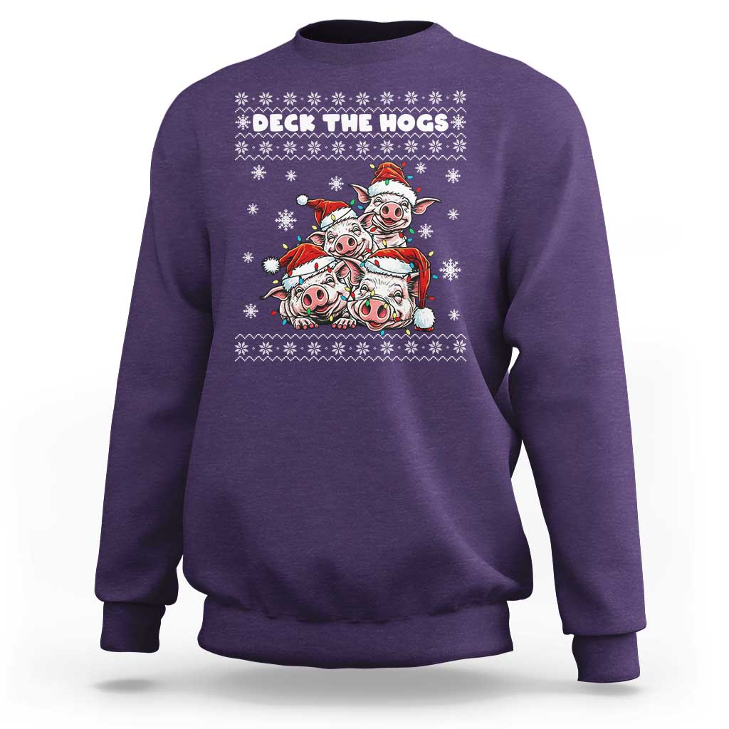 Deck The Hogs Ugly Christmas Sweater Sweatshirt Pig Lover Gift - Wonder Print Shop