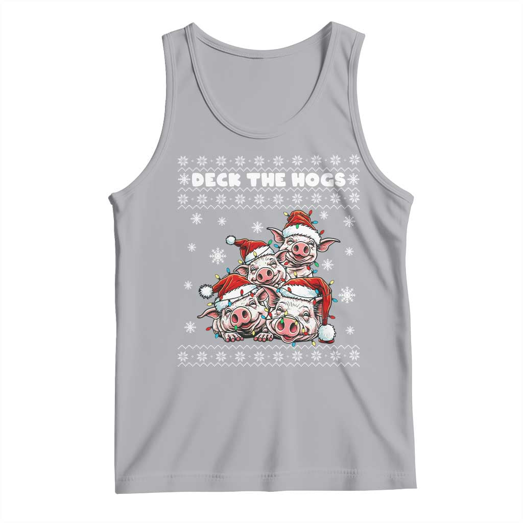 Deck The Hogs Ugly Christmas Sweater Tank Top Pig Lover Gift - Wonder Print Shop