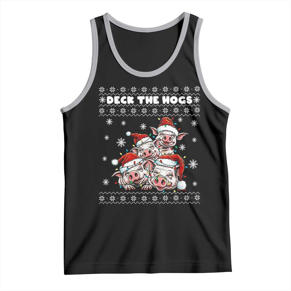 Deck The Hogs Ugly Christmas Sweater Tank Top Pig Lover Gift - Wonder Print Shop