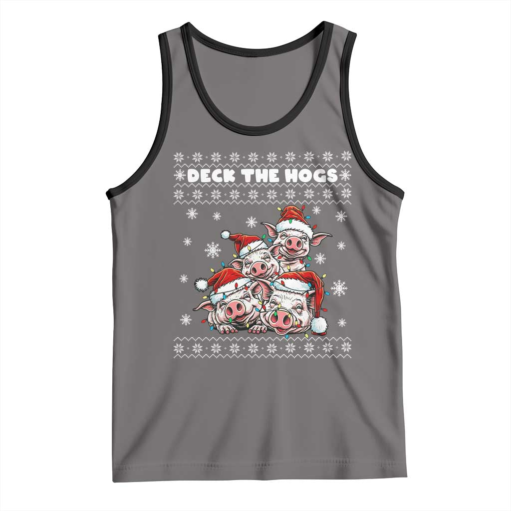 Deck The Hogs Ugly Christmas Sweater Tank Top Pig Lover Gift - Wonder Print Shop