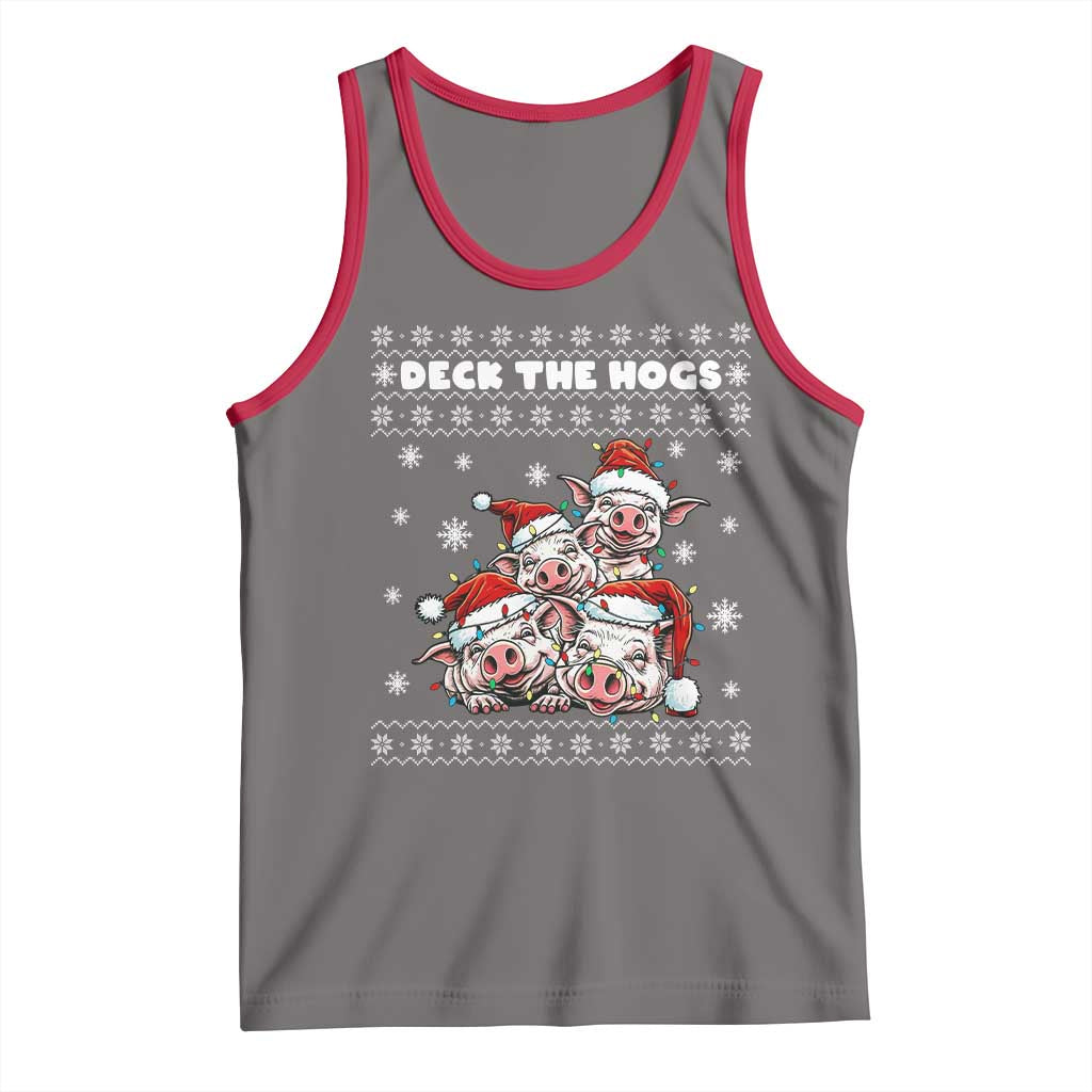Deck The Hogs Ugly Christmas Sweater Tank Top Pig Lover Gift - Wonder Print Shop